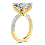 Sparkles 5.37 Ct Emerald Shape Solitaire Diamond Ring 14K Yellow Gold