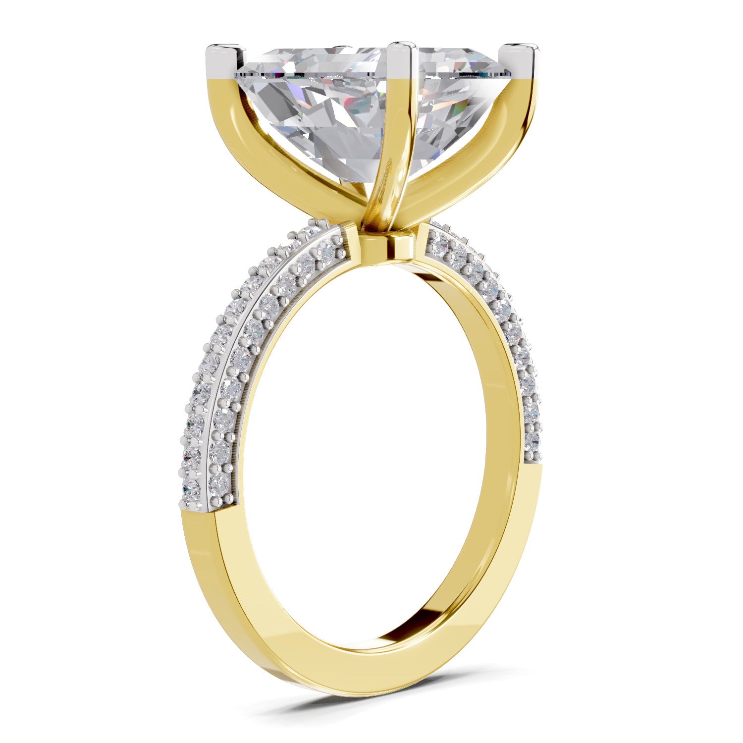 5.37 Ct Emerald Shape Solitaire Diamond Ring| 14K Yellow Gold