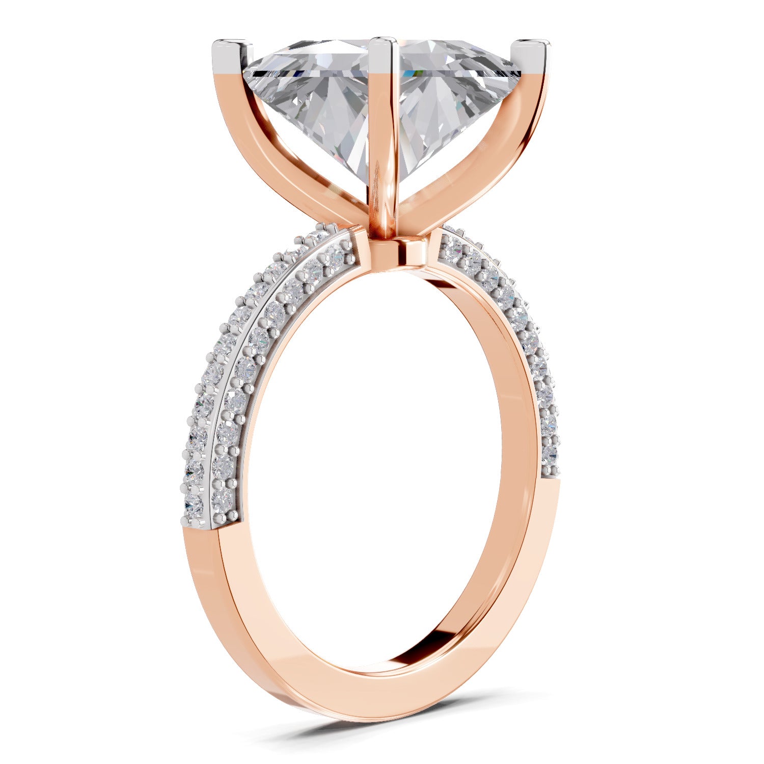 4.37 Ct Princess Shape Solitaire Diamond Ring| 14K Rose Gold