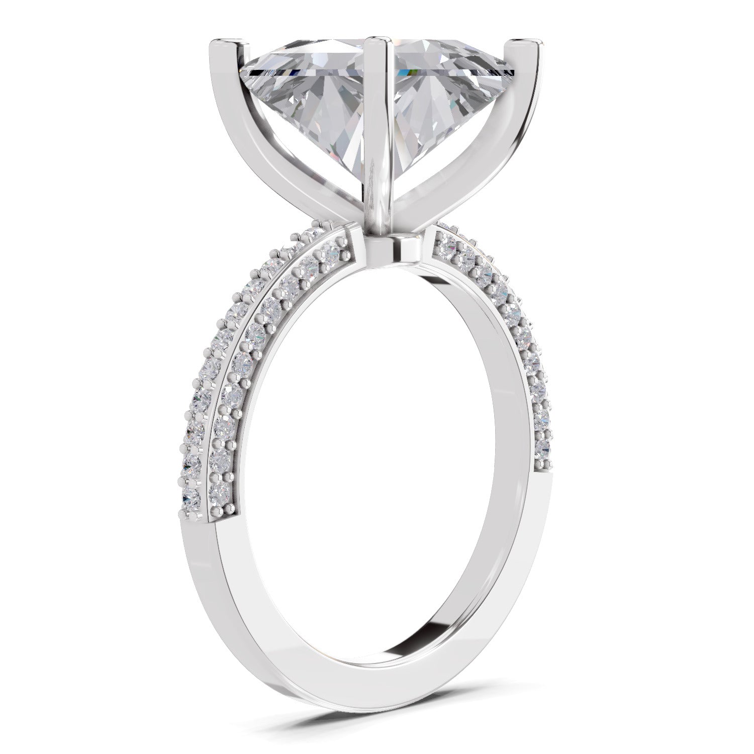 4.37 Ct Princess Shape Solitaire Diamond Ring| 14K White Gold