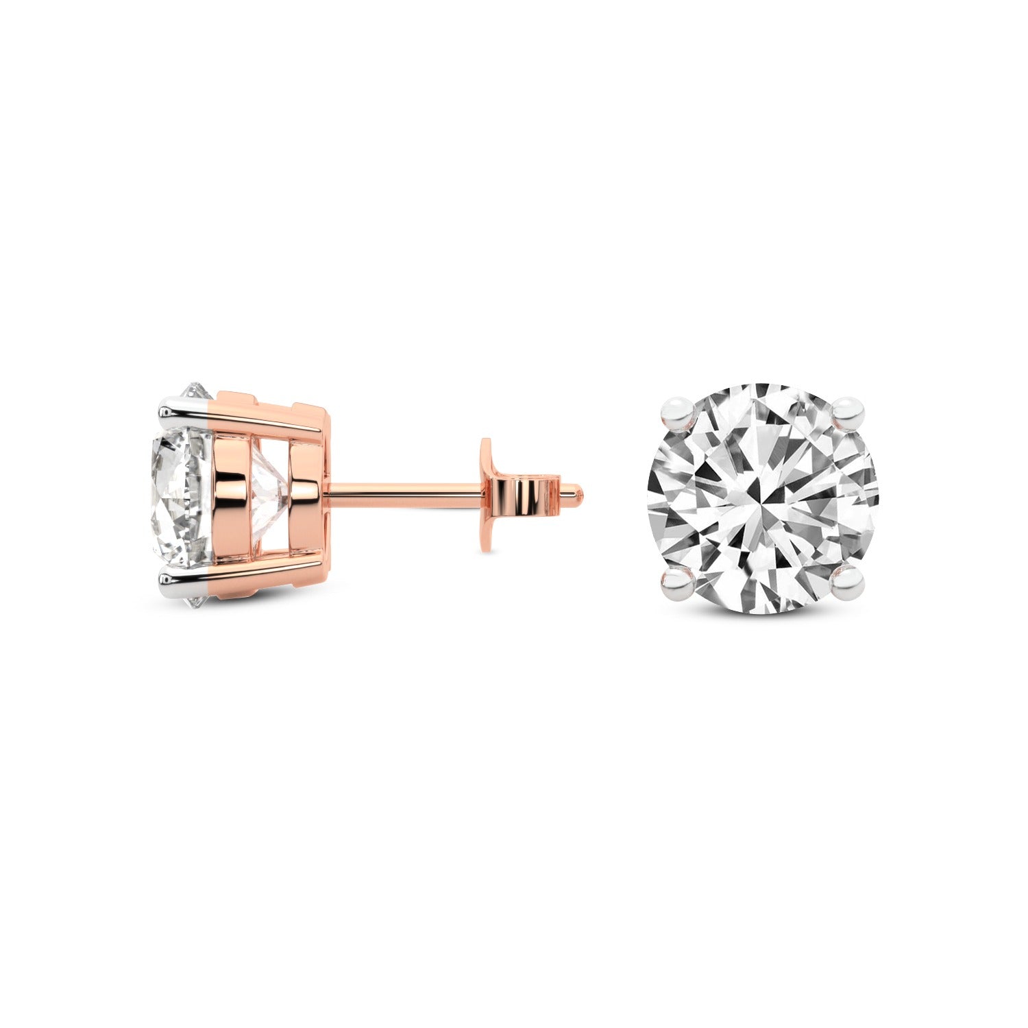 1 Ct 4 Prong Round Shape Diamond Earrings 14K