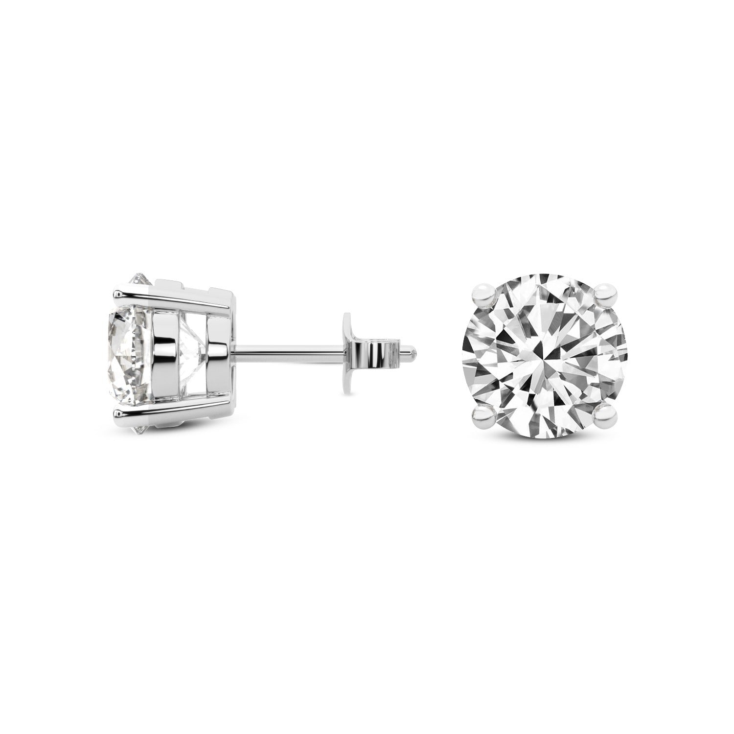 1 Ct 4 Prong Round Shape Diamond Earrings 14K