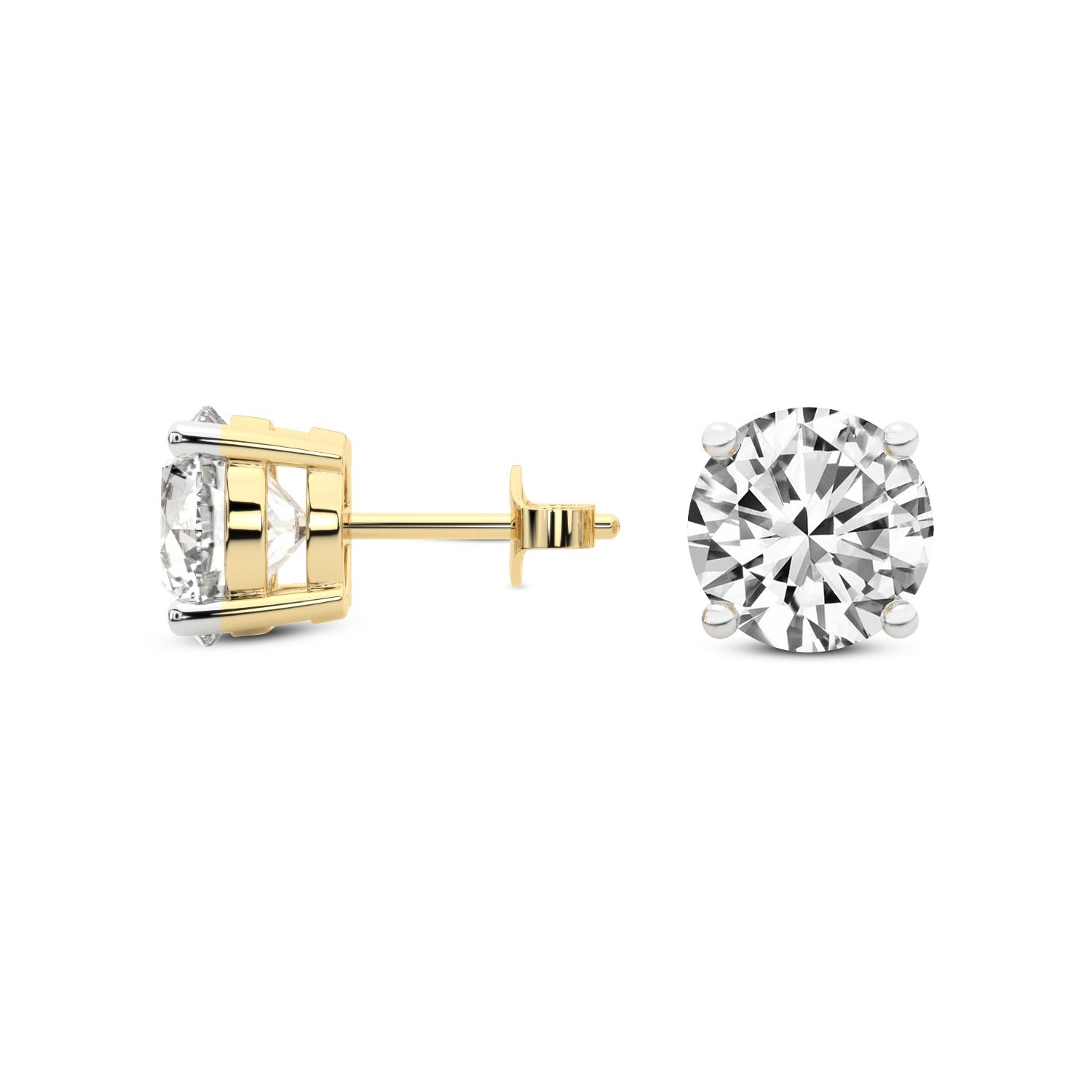 1 Ct 4 Prong Round Shape Diamond Earrings 14K