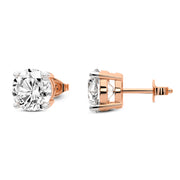 1 Ct  4 Prong Round Shape Diamond Earrings | 14K Rose Gold