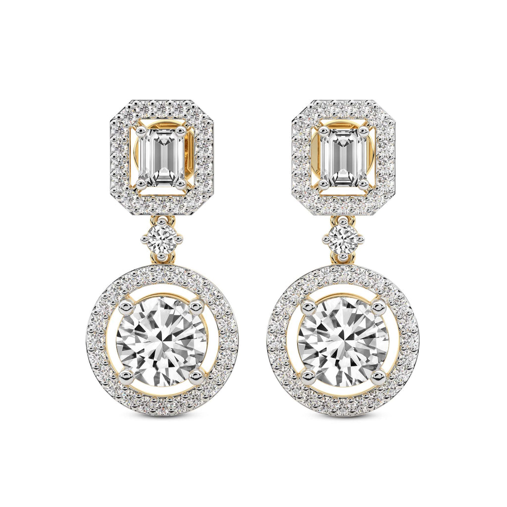 Sparkles Art Deco Halo Drop Diamond Earring