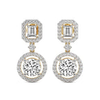 Sparkles Art Deco Halo Drop Diamond Earring