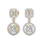 Sparkles Art Deco Halo Drop Diamond Earring