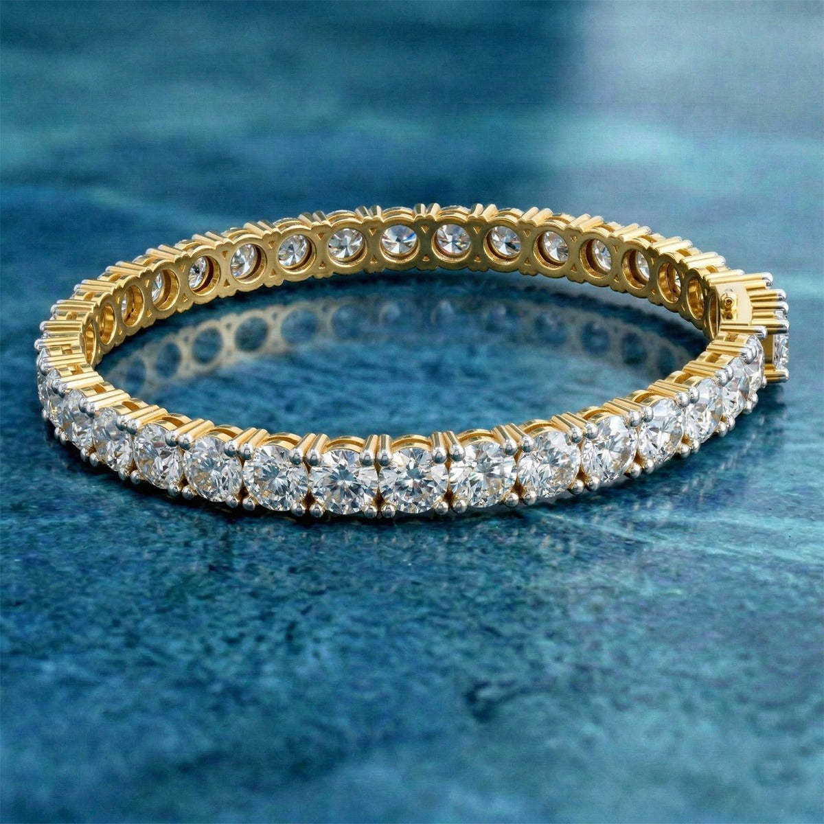 Sparkles Baguette & Pear-Shaped 24.43 Carat Diamond Bangle Bracelet