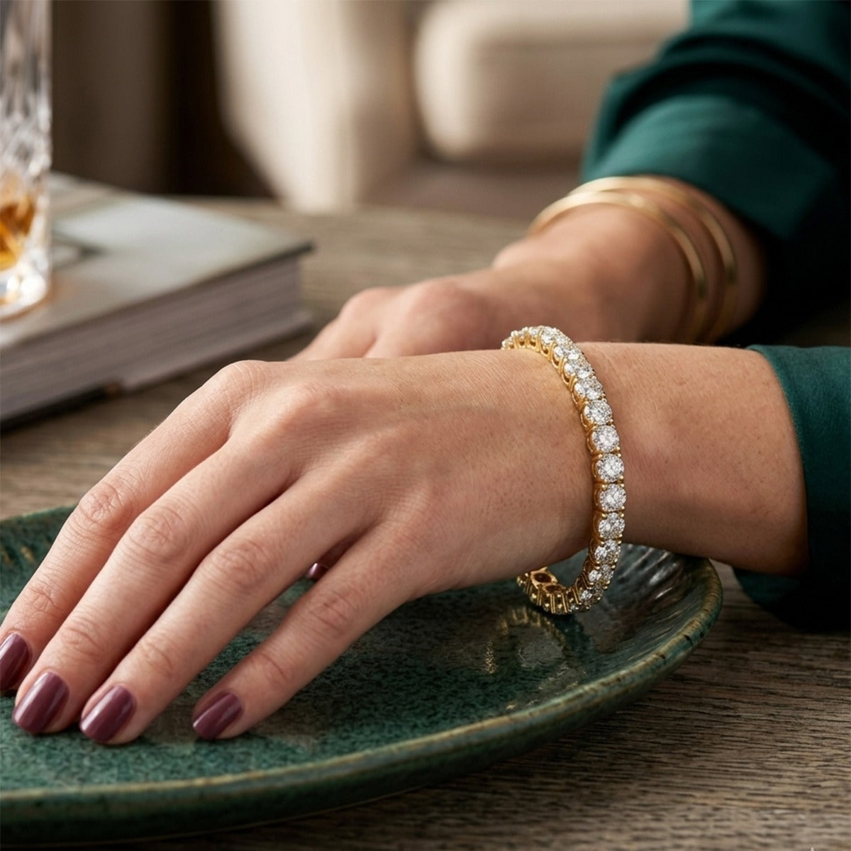 Sparkles Baguette & Pear-Shaped 24.43 Carat Diamond Bangle Bracelet