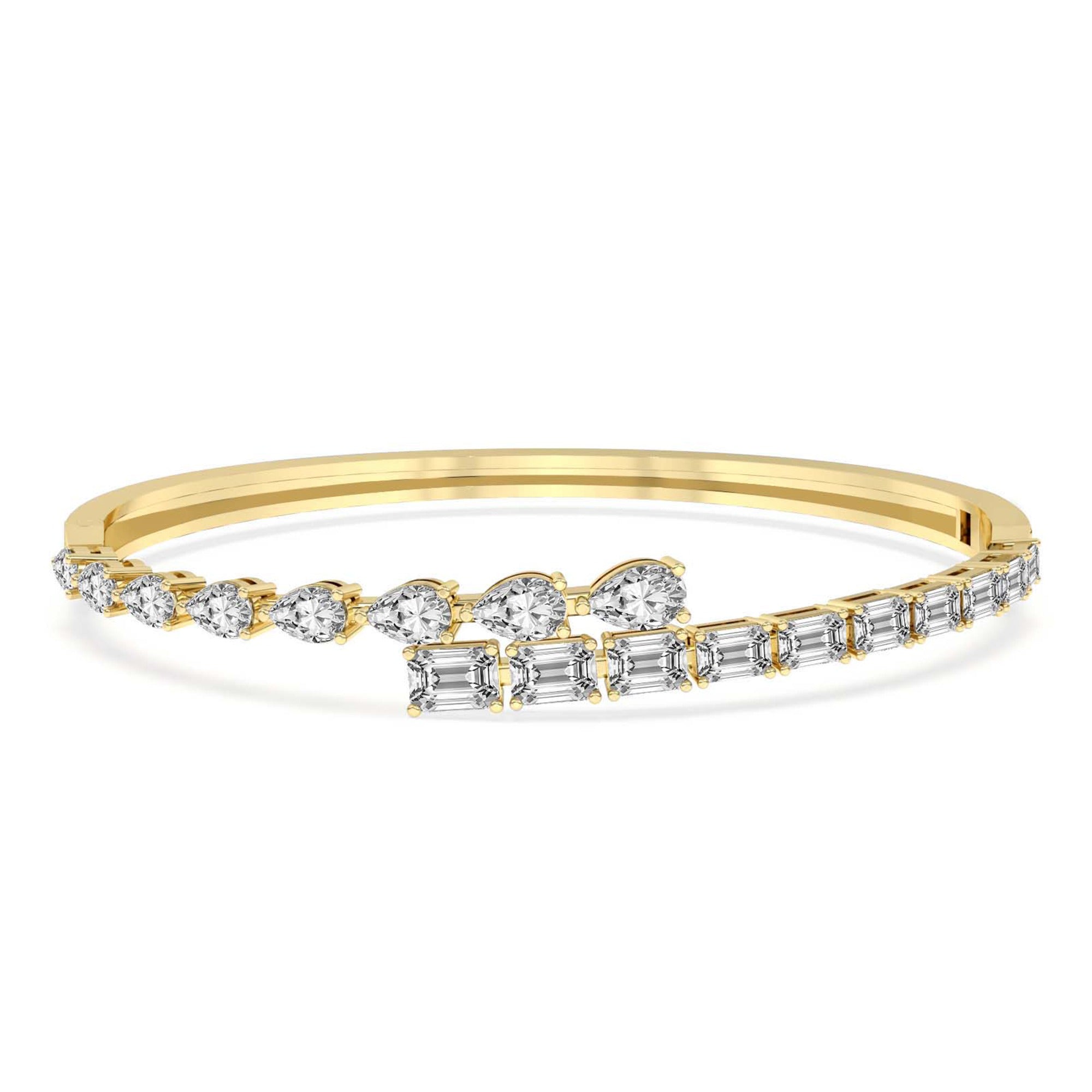 Sparkles 14K Gold Baguette & Pear-Shaped 4.92 Carat Bangle Bracelet