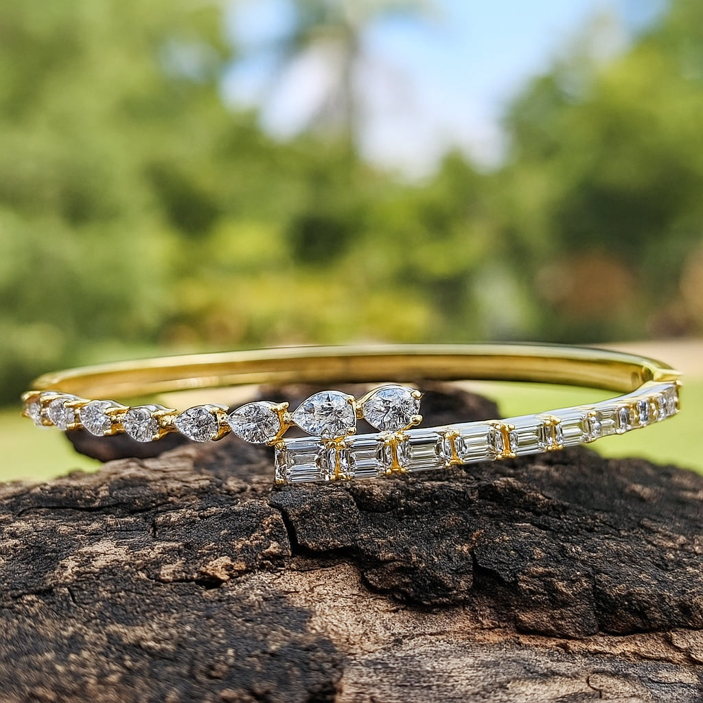 Sparkles Baguette & Pear-Shaped Bangle Bracelet