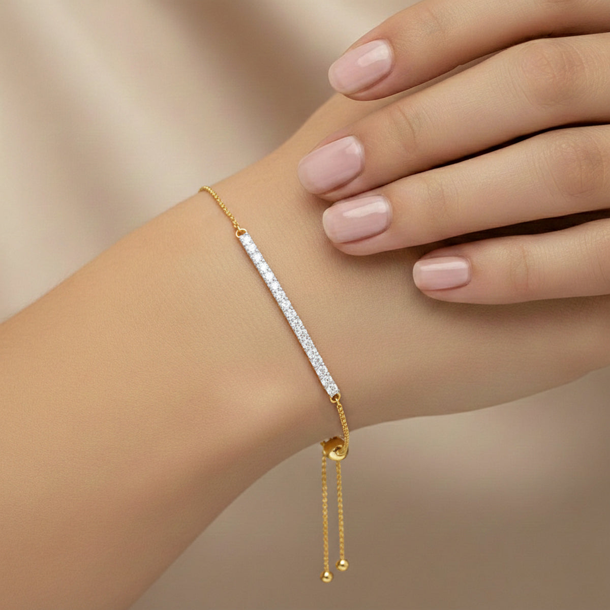 Sparkles Diamond Bar Bolo Bracelet