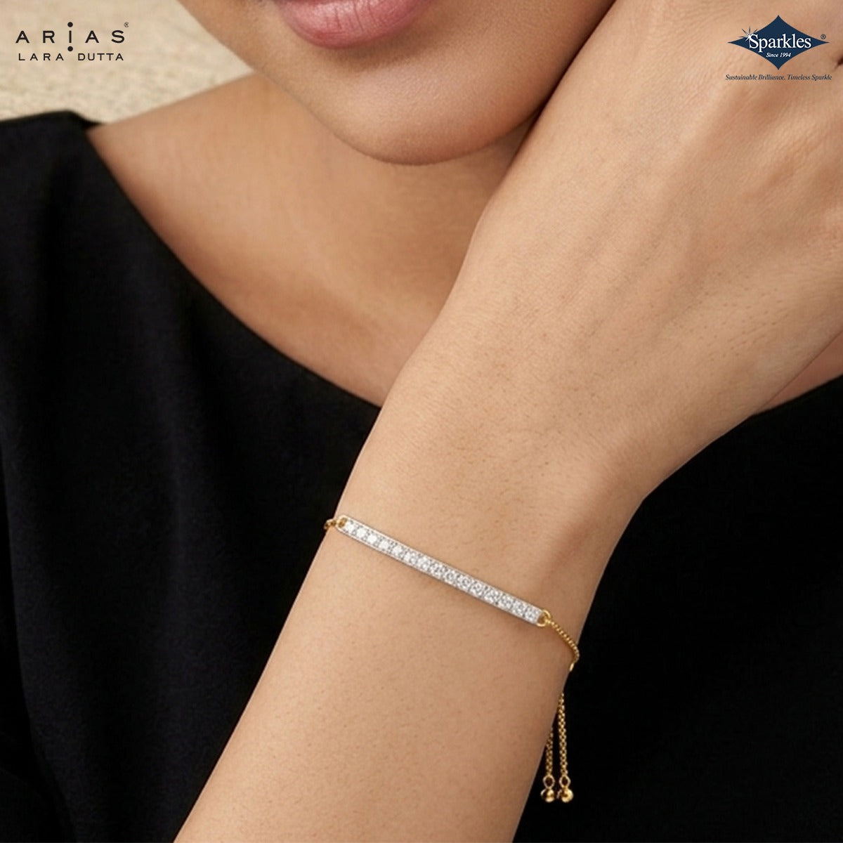 Arias by Lara Dutta Diamond Bar Bolo Bracelet