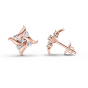 0.1 Ct Floral Stud Earrings | 14K Rose Gold  FG VS Quality Diamonds