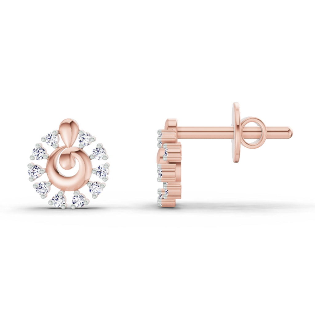 0.1 Carat Grace Circle Studs Earrings | 14K Rose Gold