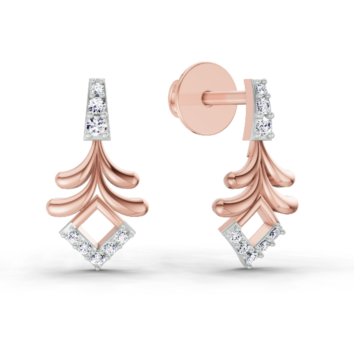 0.10 CtRound Shape Earrings | 14K Rose Gold  FG VS Quality Diamonds