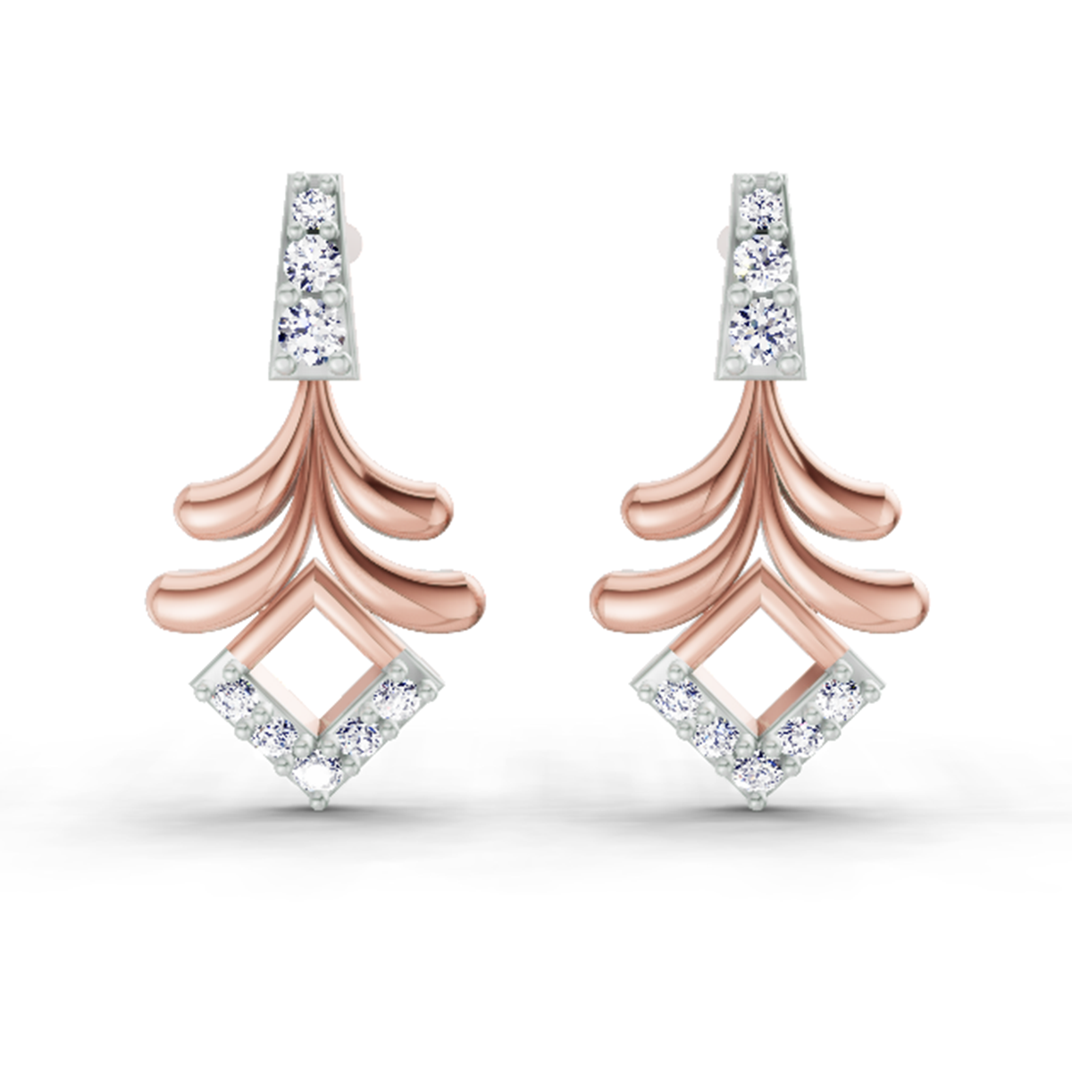0.10 CtRound Shape Earrings | 14K Rose Gold  FG VS Quality Diamonds