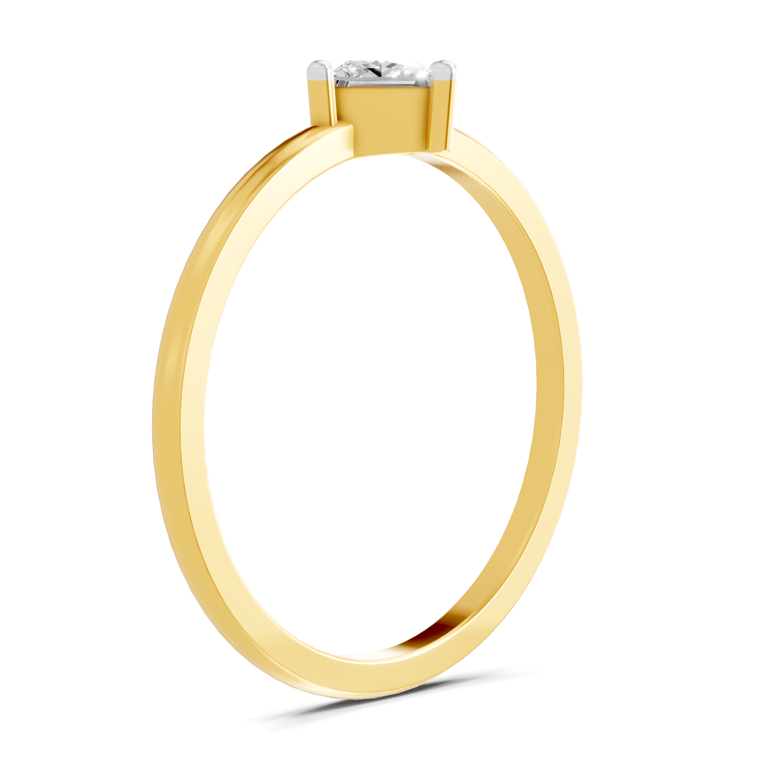 Sparkles Lab Grown Diamond 0.04 Kite-Set Princess Cut Solitaire Ring| 14K Yellow Gold