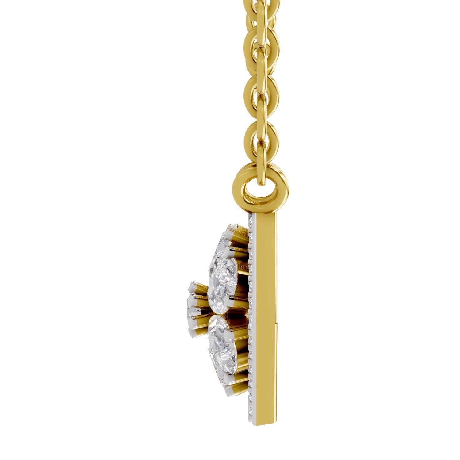 1.63 Ct Pear & Round Shape Floral Diamond Necklace | 14K Yellow Gold