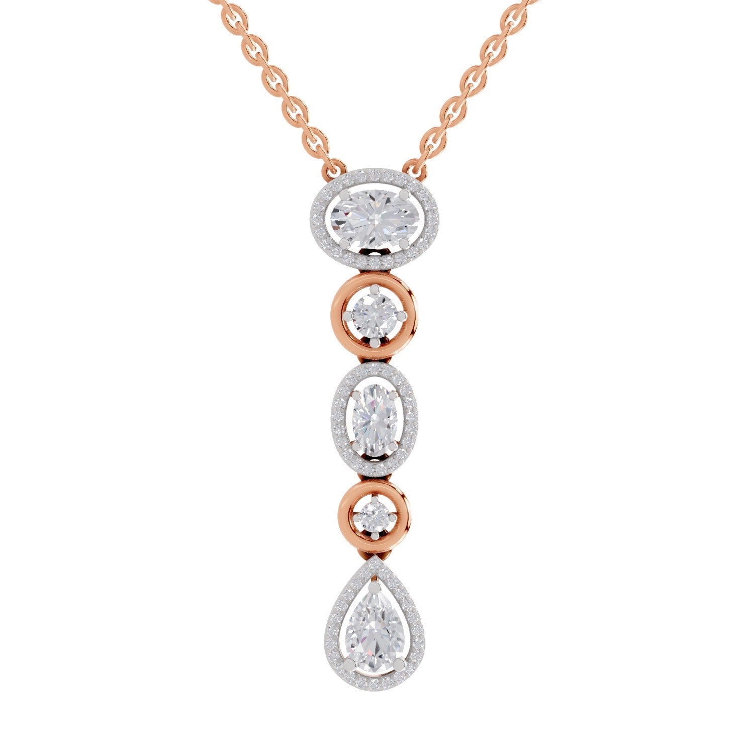 1.76 Ct Multi-Diamond Drop Necklace in 14K