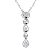1.76 Ct Multi-Diamond Drop Necklace | 14K White Gold