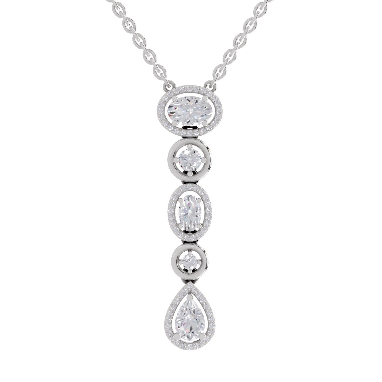 1.76 Ct Multi-Diamond Drop Necklace in 14K