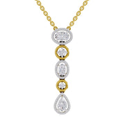 1.76 Ct Multi-Diamond Drop Necklace | 14K Yellow Gold