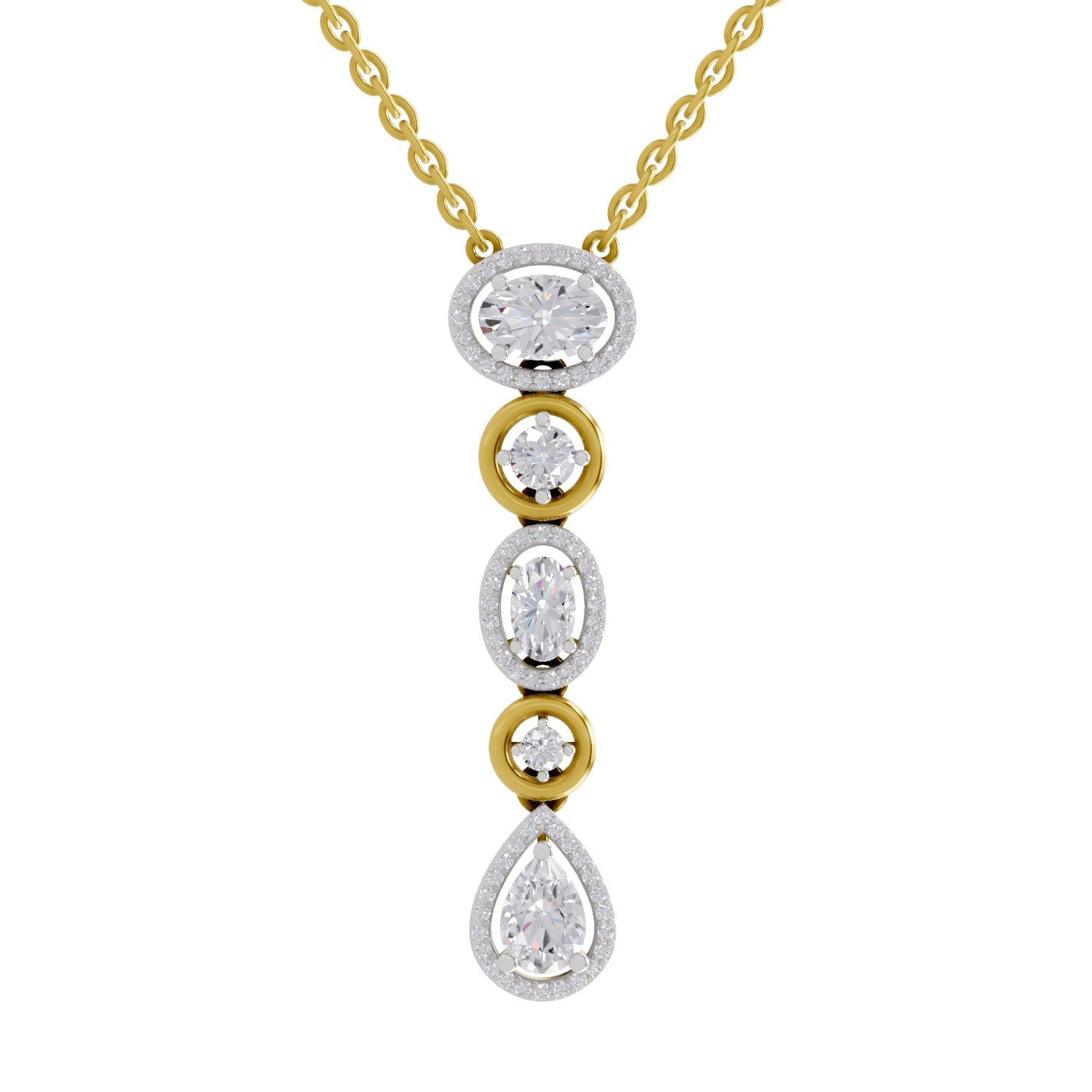 1.76 Ct Multi-Diamond Drop Necklace in 14K