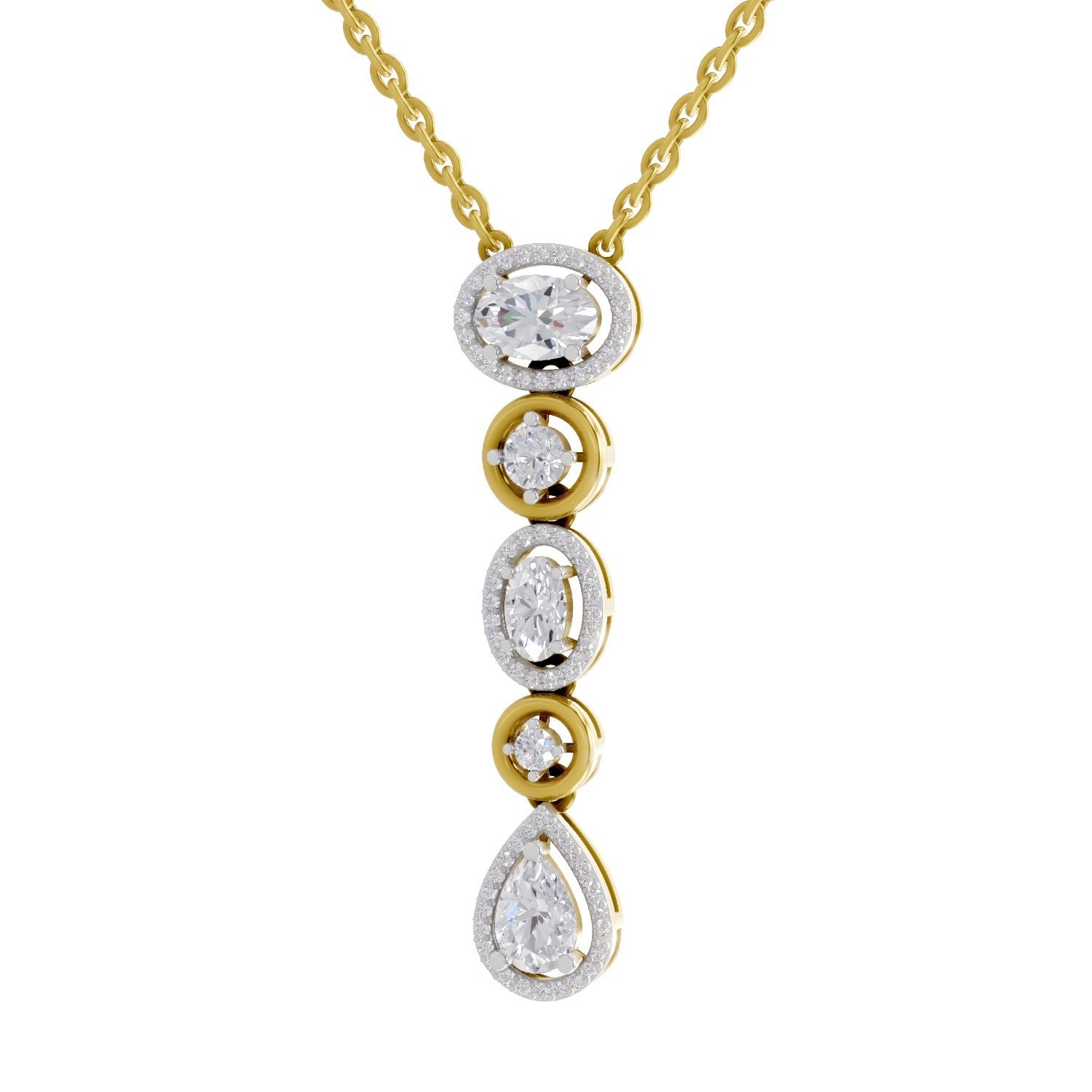 1.76 Ct Multi-Diamond Drop Necklace in 14K