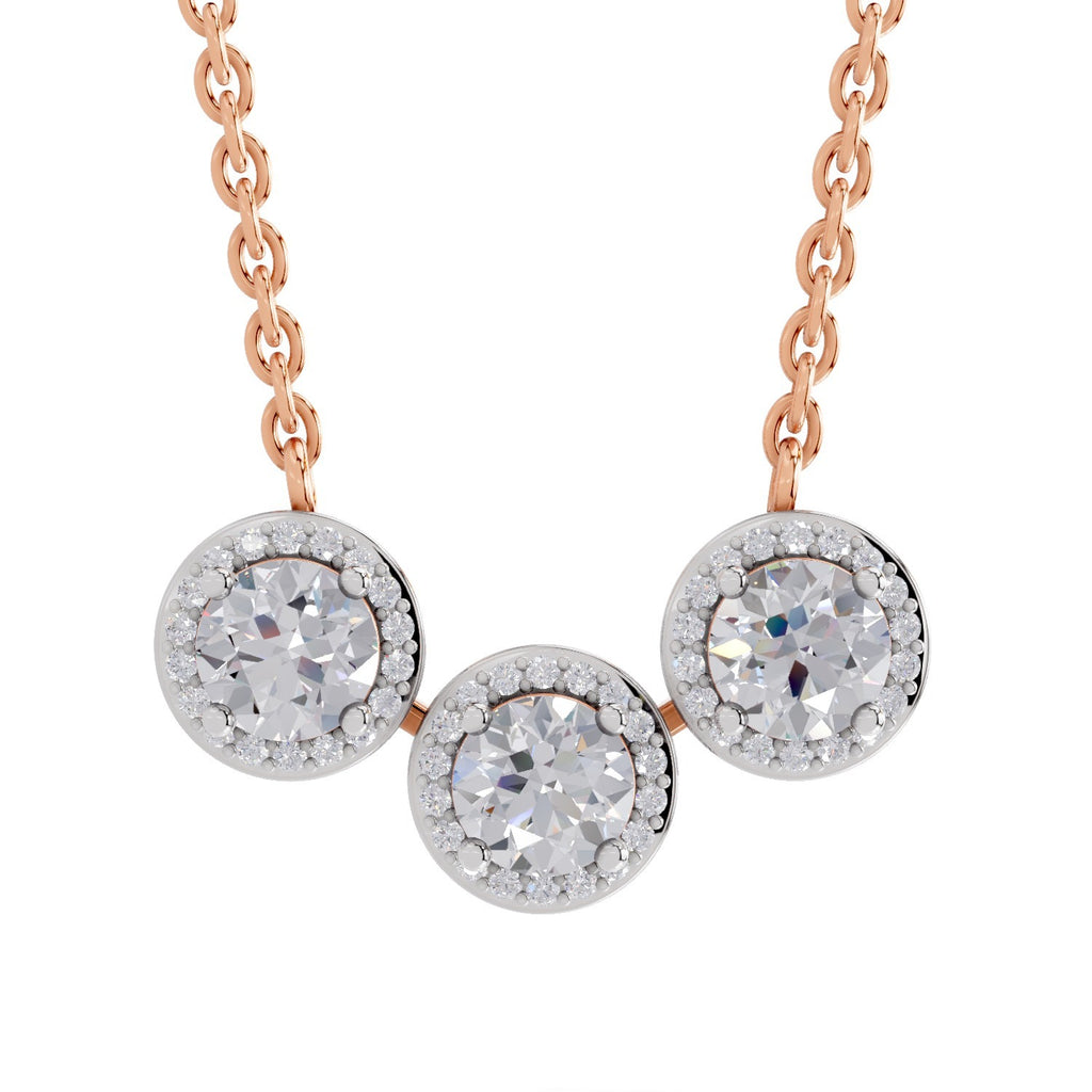 1.64 Ct Halo Diamond Necklace in 14K