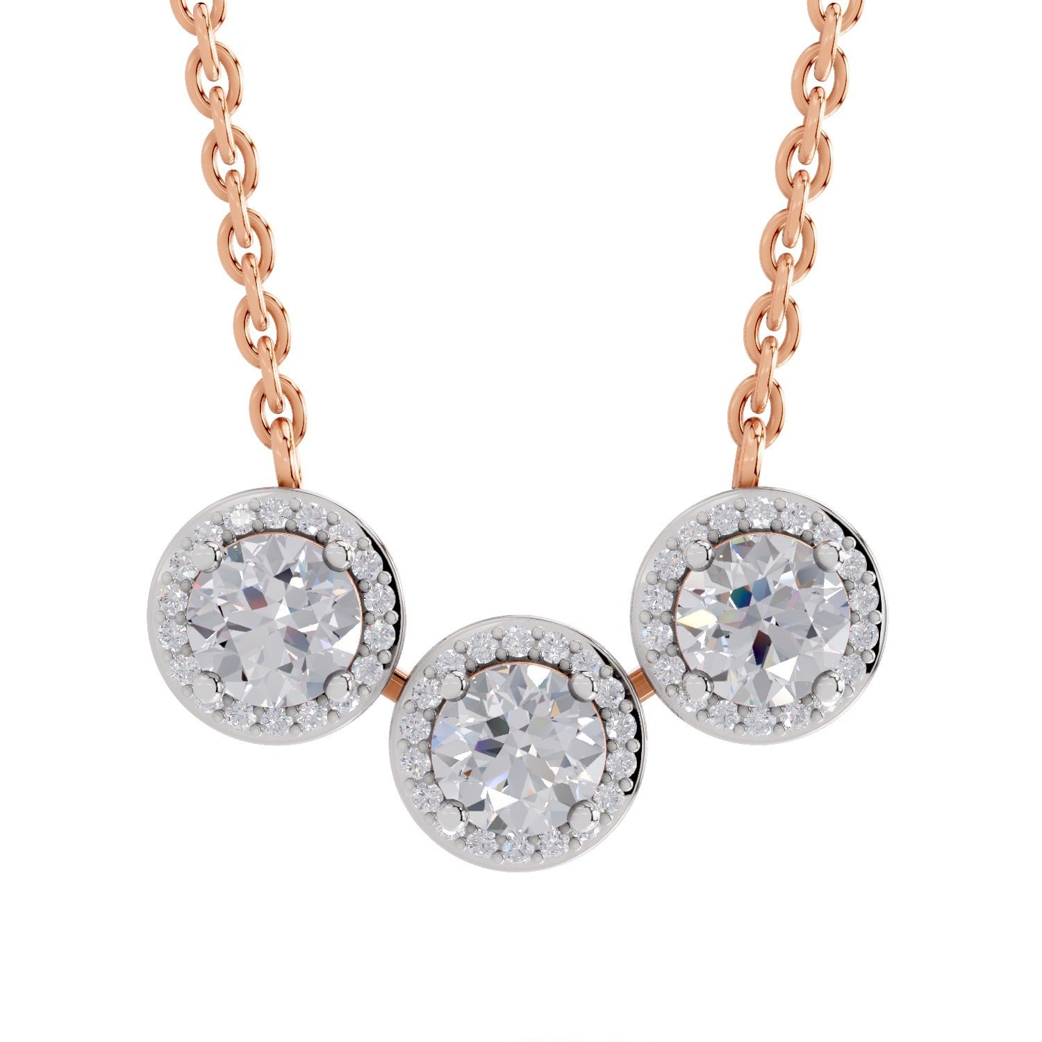 1.64 Ct Halo Diamond Necklace in 14K