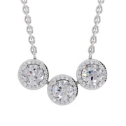 1.64 Ct Round Shape Halo Diamond Necklace | 14K White Gold