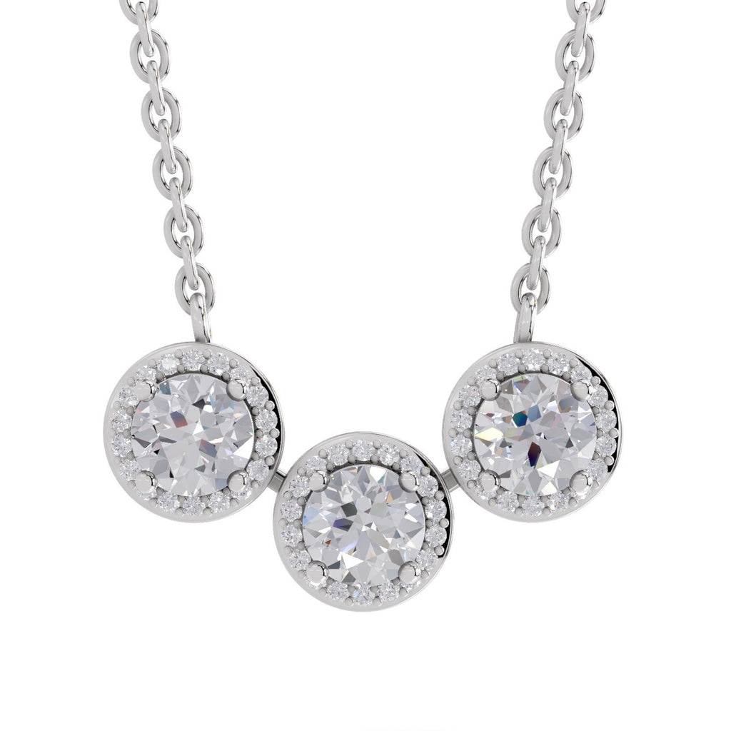 1.64 Ct Halo Diamond Necklace in 14K