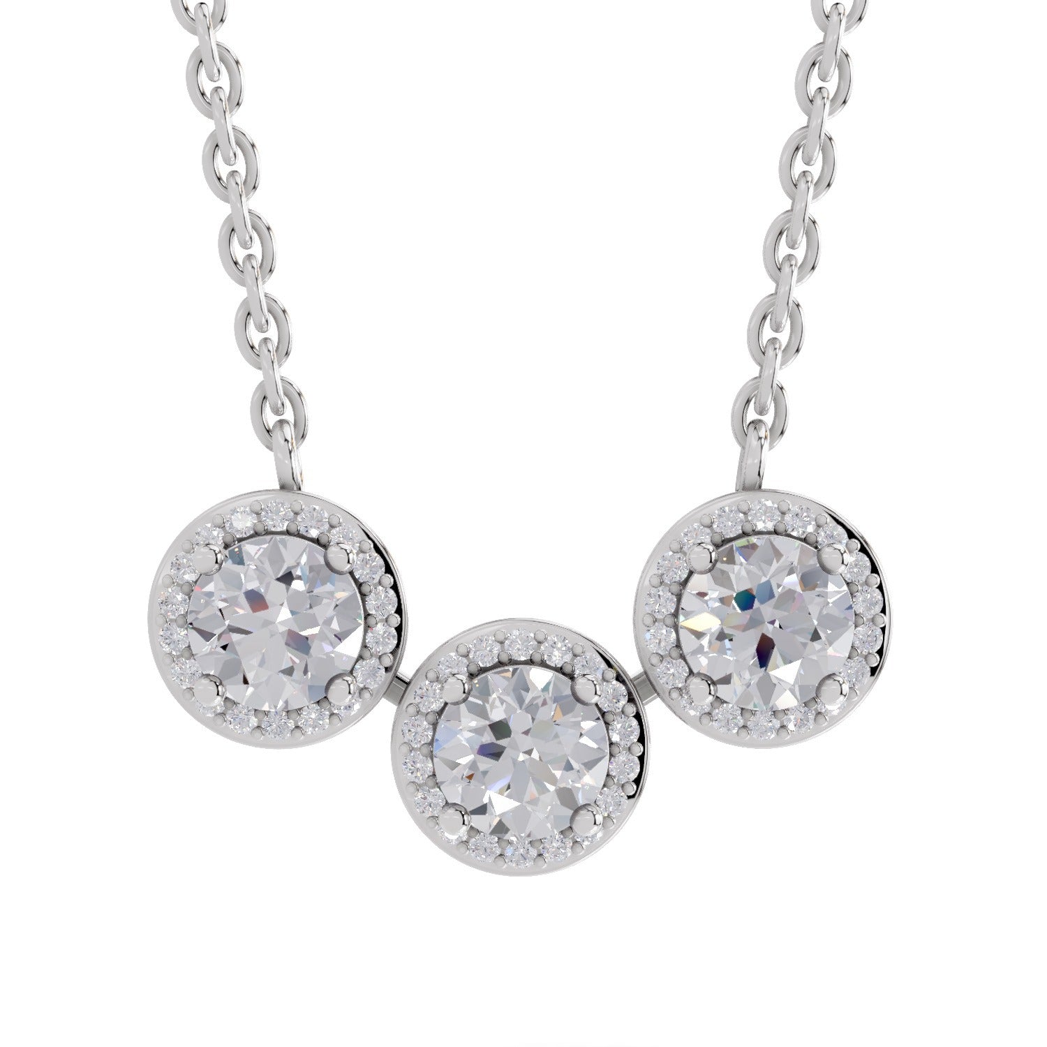 1.64 Ct Halo Diamond Necklace in 14K