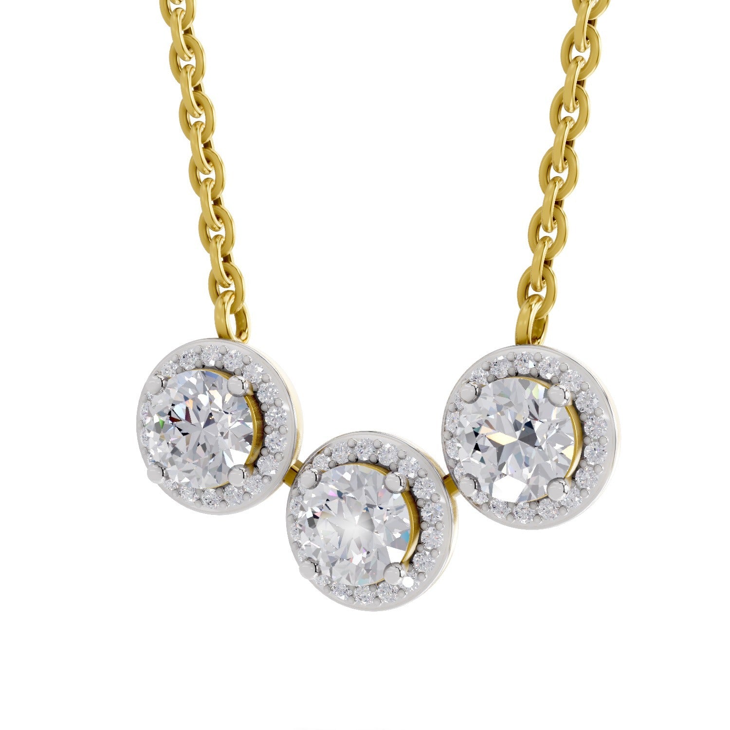 1.64 Ct Halo Diamond Necklace in 14K