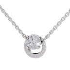 1.15 Ct Round Shape Halo Diamond Necklace | 14K Rose Gold