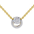 1.15 Ct Round Shape Halo Diamond Necklace | 14K Rose Gold