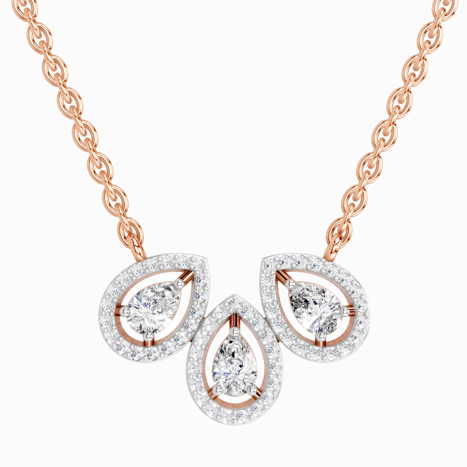 0.73 ct Pear Trio Pendant Necklace in 14K