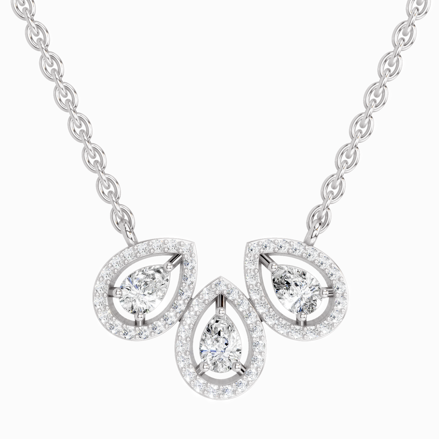 0.73 ct Pear Trio Pendant Necklace in 14K