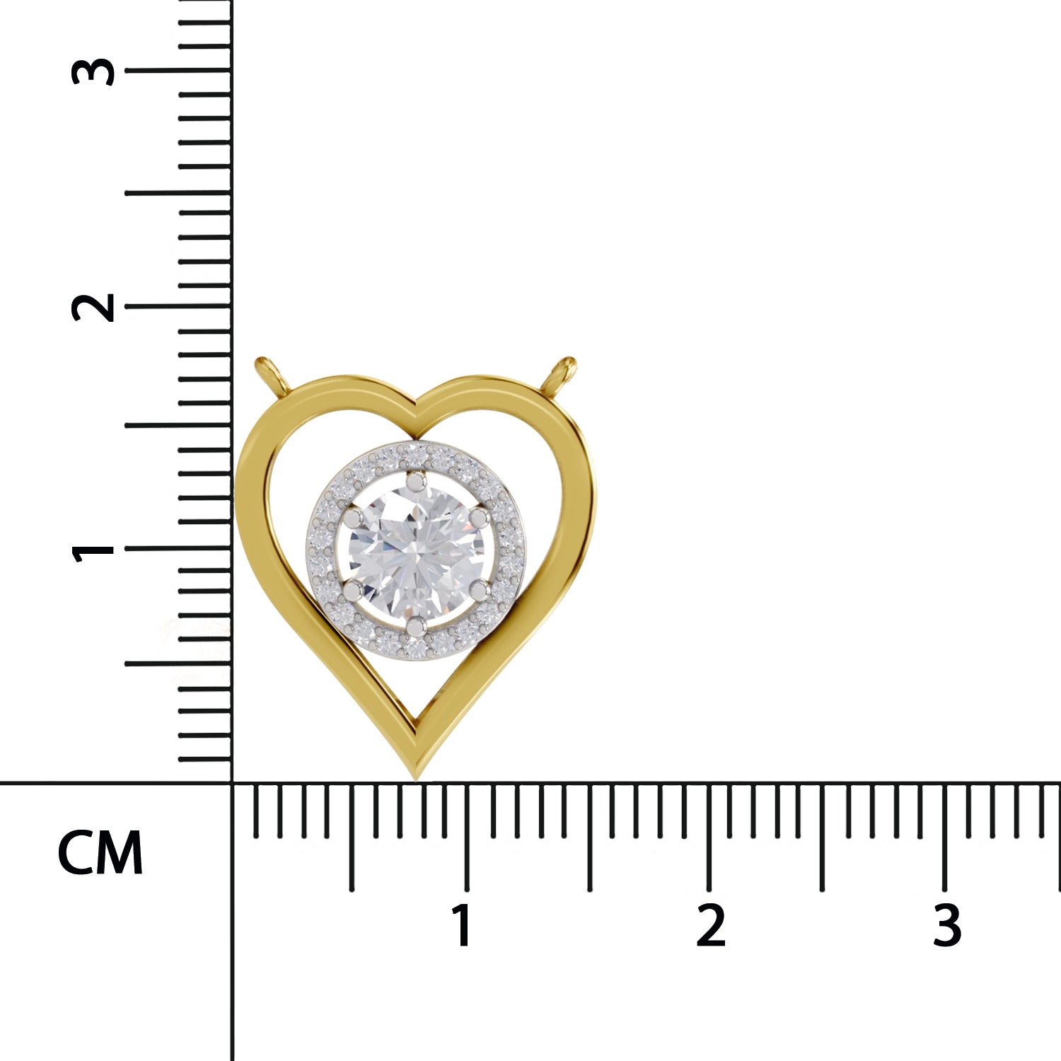 0.61 Ct Round Shape Heart Halo Diamond Necklace | 14K Rose Gold