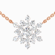 2.04 ct Round Flower Pendant Necklace | 14K Rose Gold