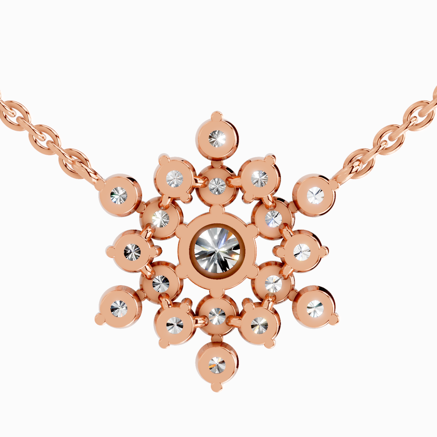 2.04 ct Round Flower Pendant Necklace | 14K Rose Gold
