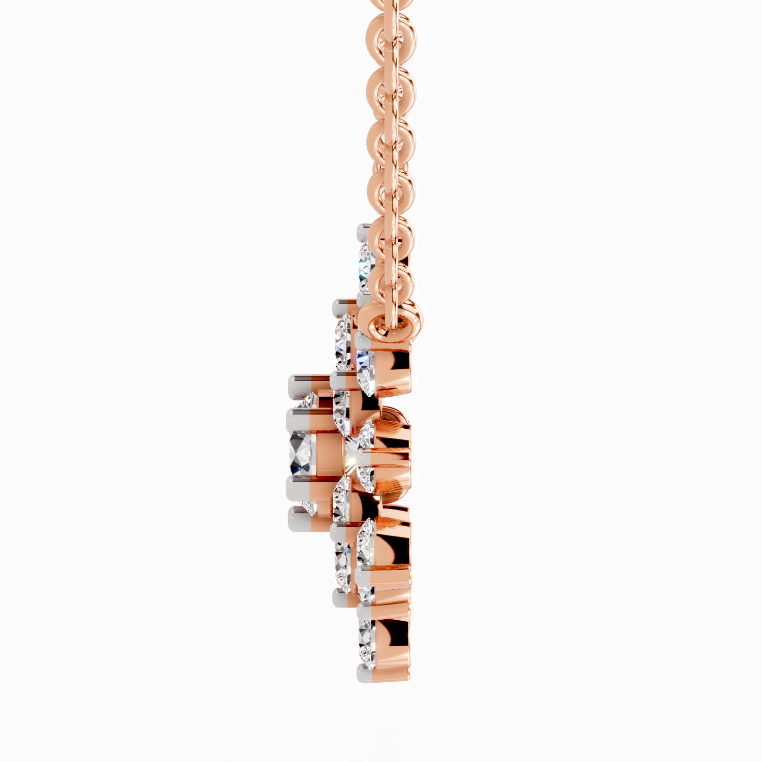 2.04 ct Round Flower Pendant Necklace | 14K Rose Gold