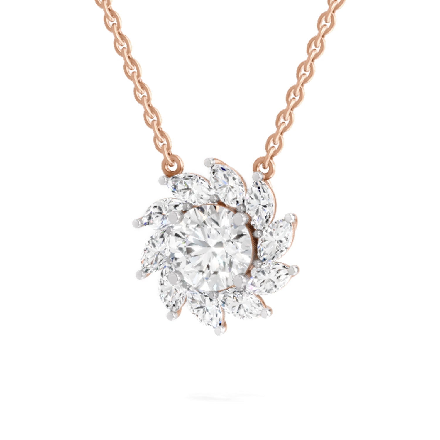 3.30 Ct Floral Diamond Necklace in 14K