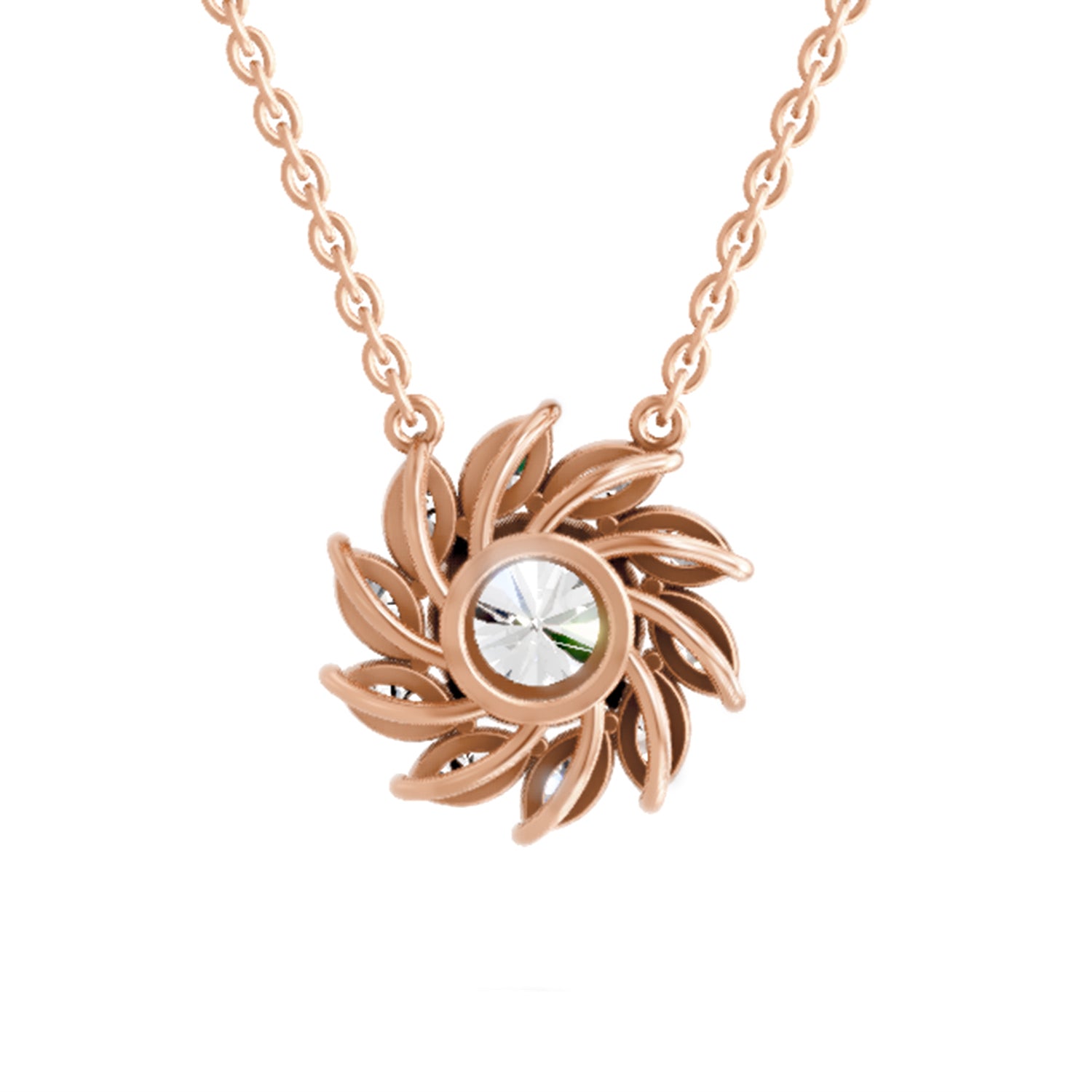 3.30 Ct Floral Diamond Necklace in 14K