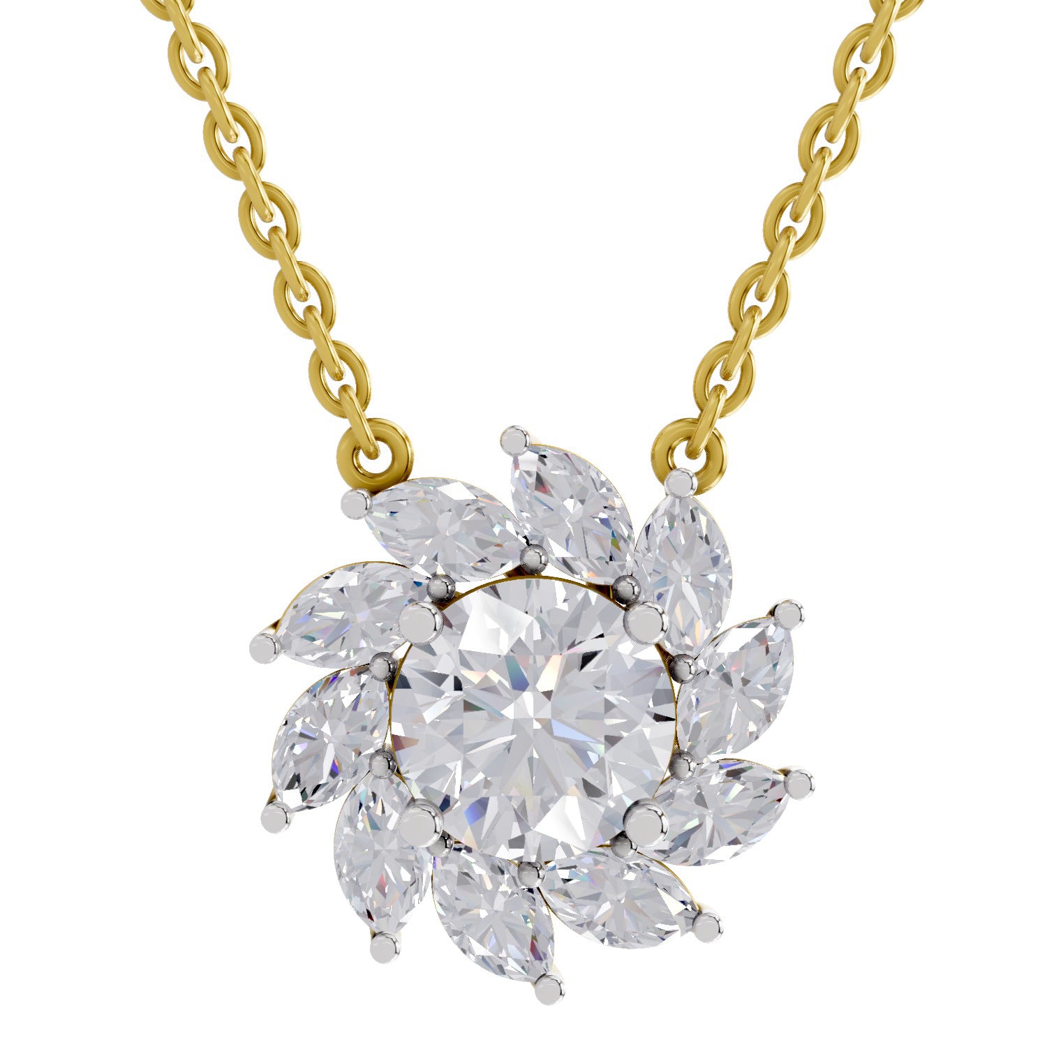 3.30 Ct Floral Diamond Necklace in 14K