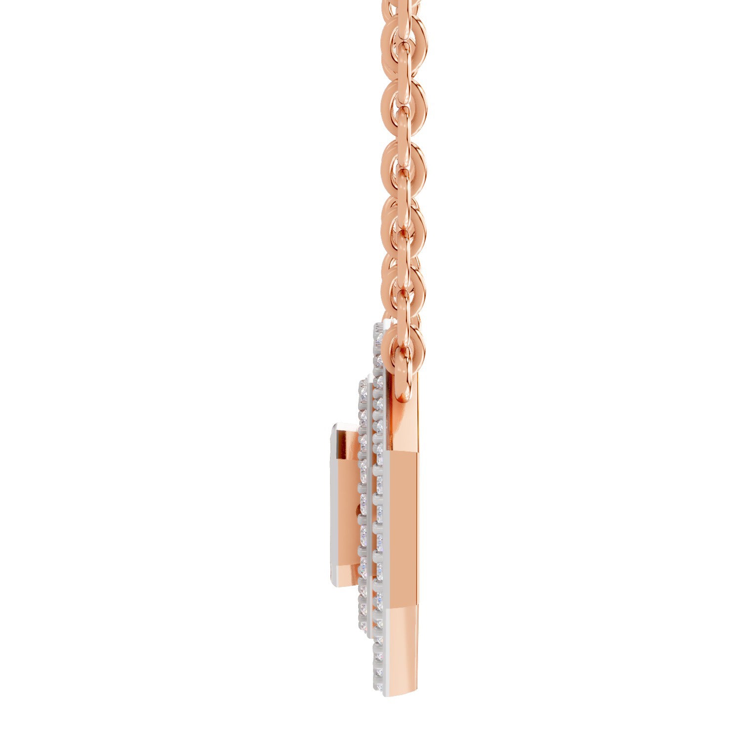 0.84 Ct Emerald & Round Shape Octagonal Halo Diamond Necklace | 14K Rose Gold