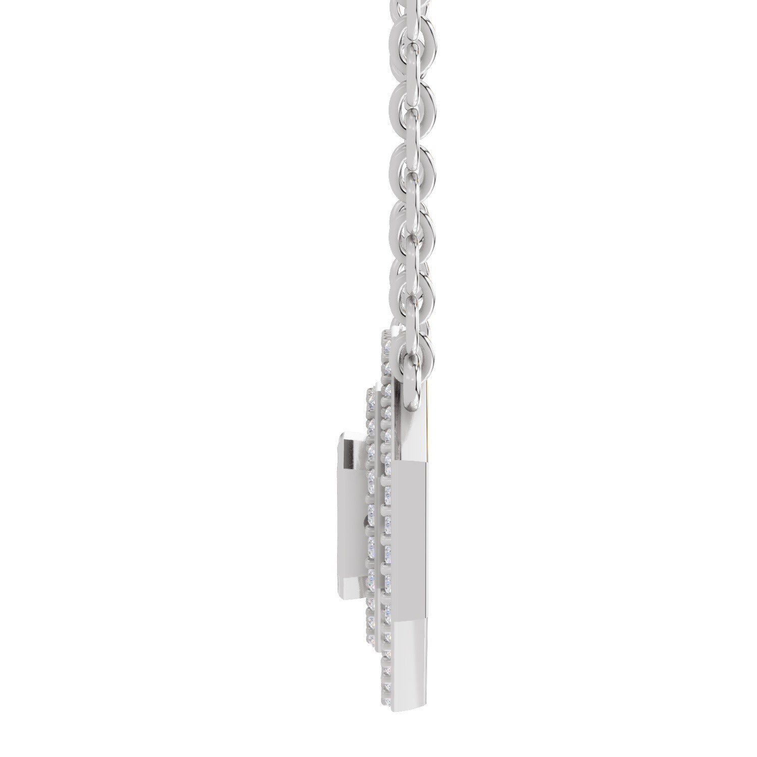 0.84 Ct Emerald & Round Shape Octagonal Halo Diamond Necklace | 14K White Gold