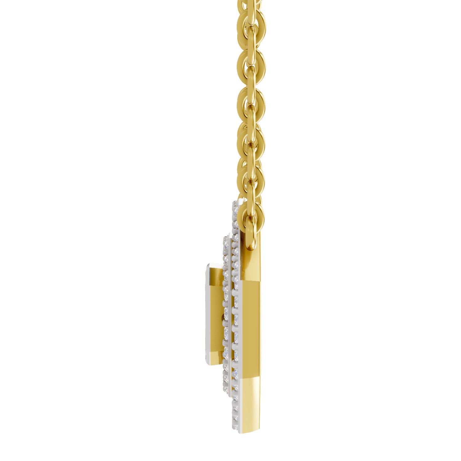 0.84 Ct Emerald & Round Shape Octagonal Halo Diamond Necklace | 14K Yellow Gold