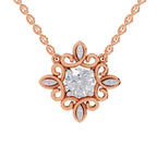 0.84 Ct Halo Diamond Necklace in 14K